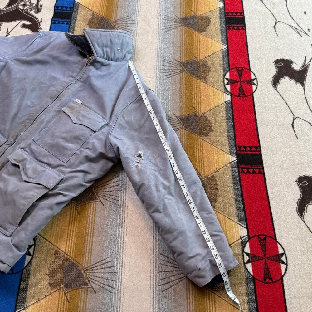 Carhartt Arctic Quilt Lined Duck Traditional Coat Blue Gray Vintage Made in USA - Picture 16 of 16
